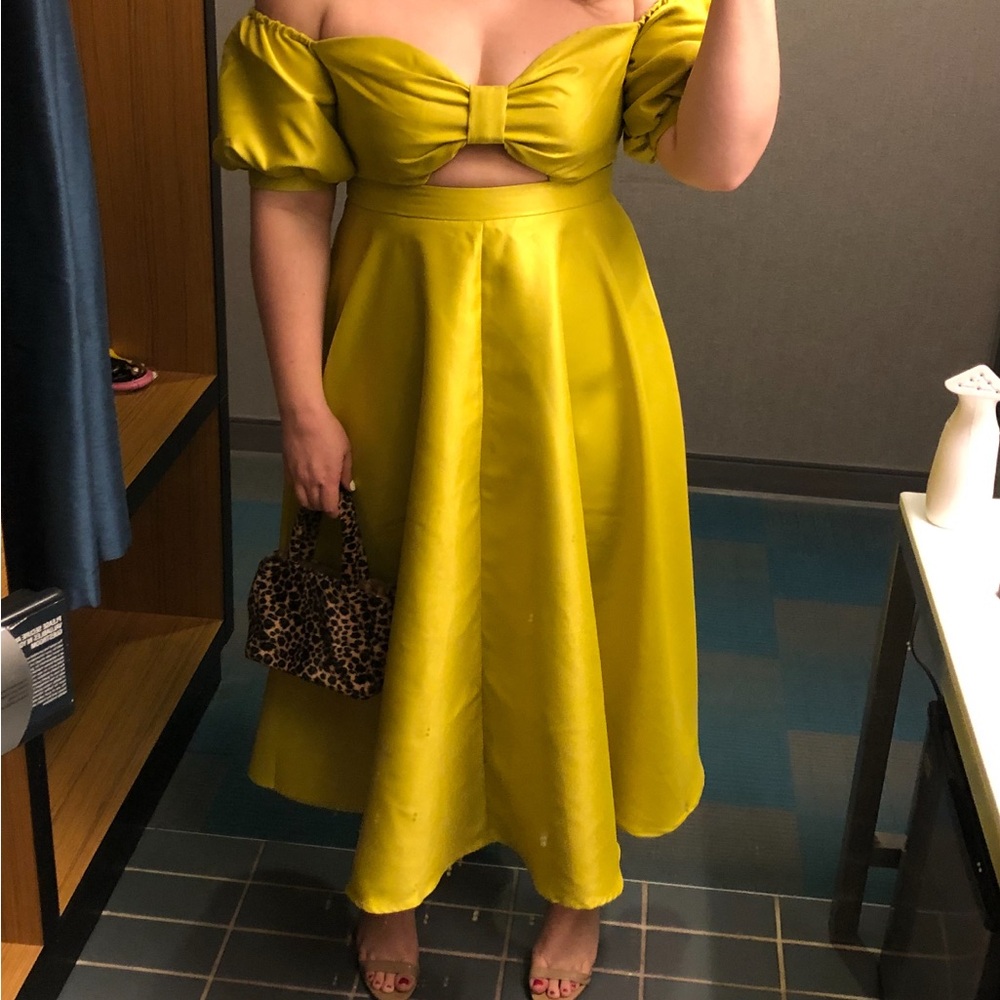 ASOS Green Off The Shoulder Cocktail Dress Size 14